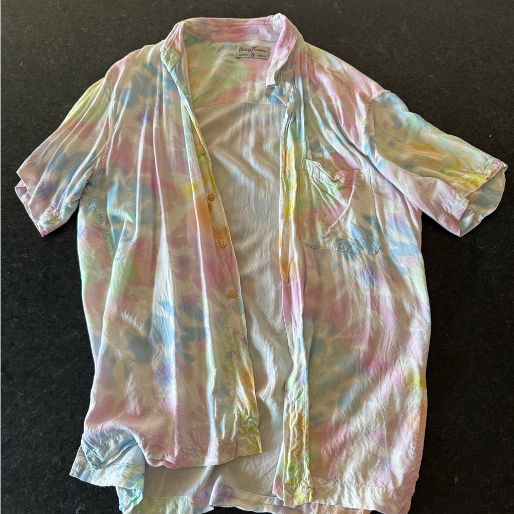 Kenny Flowers Tie Dye Casual Button Down Shirt